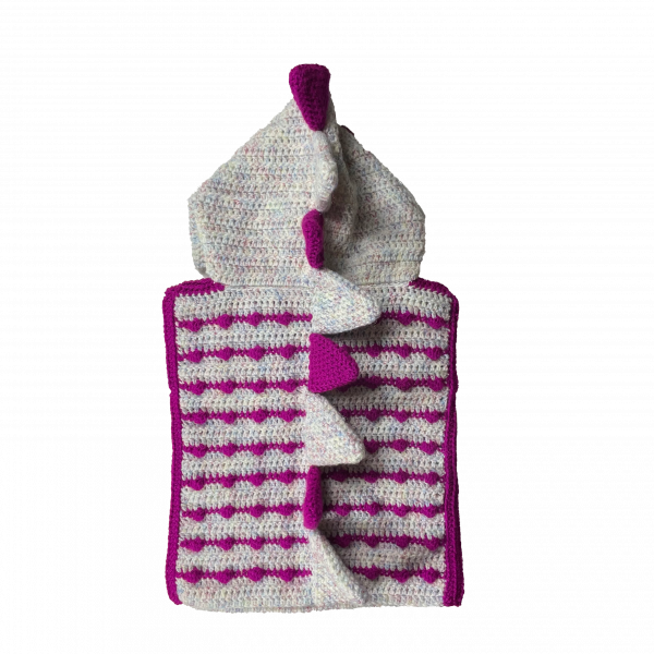 Handmade crocheted dinosaur hoodie for 1 - 2 years old. Made to an original design by Lisa. - Image 2