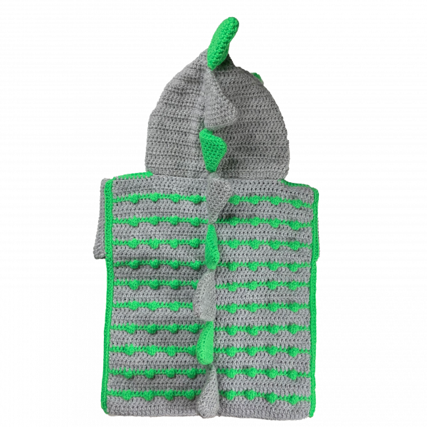 Handmade crocheted dinosaur hoodie for 3 - 4 years old. Made to an original design by Lisa. - Image 2