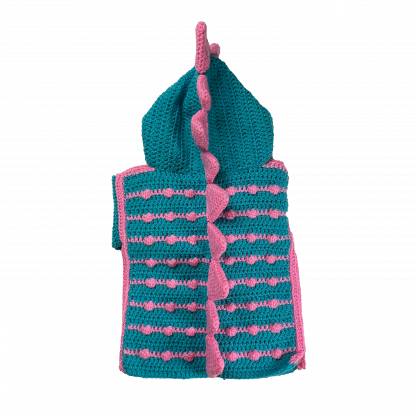 Handmade crocheted dinosaur hoodie for 6 - 12 months old. Made to an original design by Lisa. - Image 2