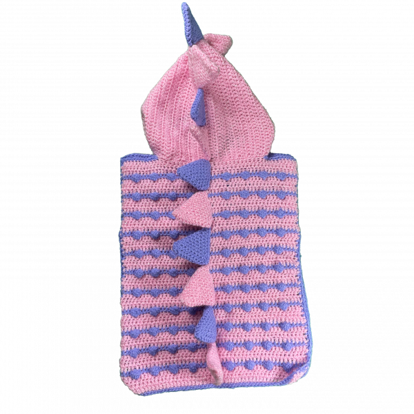 Handmade crocheted dinosaur hoodie for 3 - 4 years old. Made to an original design by Lisa. - Image 2