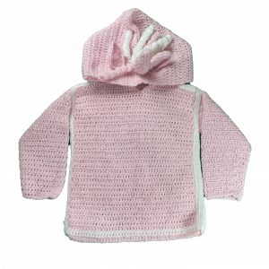 Handmade crocheted unicorn hoodie for 1 - 2 years old. Made to an original design by Lisa.