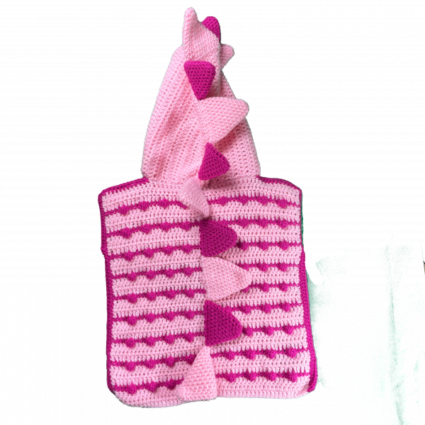 Handmade crocheted dinosaur hoodie for 3 - 4 years old. Made to an original design by Lisa. - Image 2