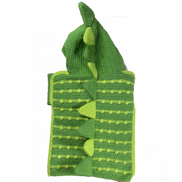 Handmade crocheted dinosaur hoodie for  5 - 6 years old. Made to an original design by Lisa. - Image 2