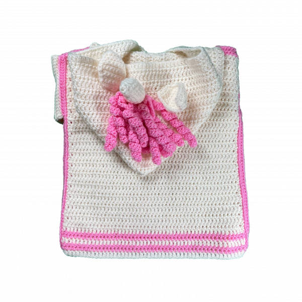 Handmade crocheted unicorn hoodie for 3 - 4 years old. Made to an original design by Lisa. - Image 2