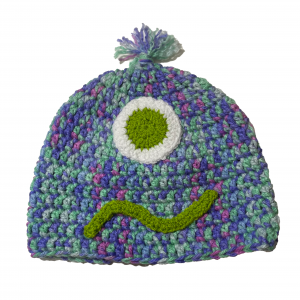 Handmade crocheted monster hat for adult S. Made to an original design by Lisa.