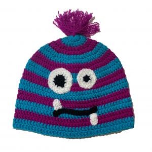 Handmade crocheted monster hat for adult S. Made to an original design by Lisa.