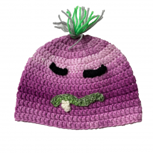 Handmade crocheted monster hat for 1 - 3 year old. Made to an original design by Lisa.