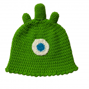 Handmade crocheted monster hat for 1 - 3 year old. Made to an original design by Lisa.