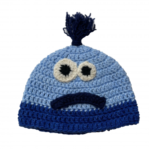 Handmade crocheted monster hat for 6 - 12 months. Made to an original design by Lisa.
