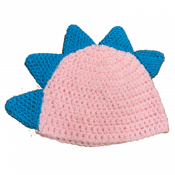 Handmade crocheted dinosaur hat for 1 - 3 year old. Made to an original design by Lisa.