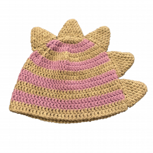 Handmade crocheted dinosaur hat for 1 - 3 year old. Made to an original design by Lisa.