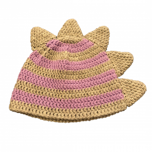 Handmade crocheted dinosaur hat for 1 - 3 year old. Made to an original design by Lisa.