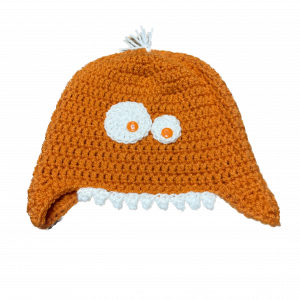 Handmade crocheted monster hat for 1 - 3 year old. Made to an original design by Lisa.