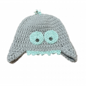 Handmade crocheted monster hat for 6 - 12 months. Made to an original design by Lisa.