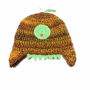 Handmade crocheted monster hat for 1 - 3 years. Made to an original design by Lisa.