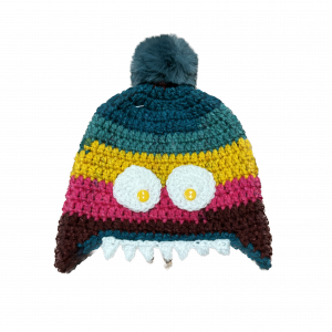 Handmade crocheted monster hat for 6 - 12 months. Made to an original design by Lisa.