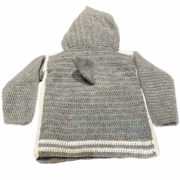 Handmade crocheted shark hoodie for 3 - 4 years old. Made to an original design by Lisa. - Image 2