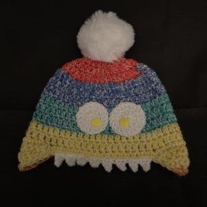 Handmade crocheted monster hat for 6 - 12 months. Made to an original design by Lisa.