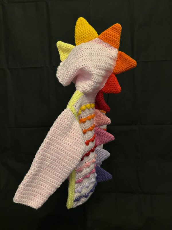 Handmade crocheted dinosaur hoodie for 1 - 2 years old. Made to an original design by Lisa. - Image 2