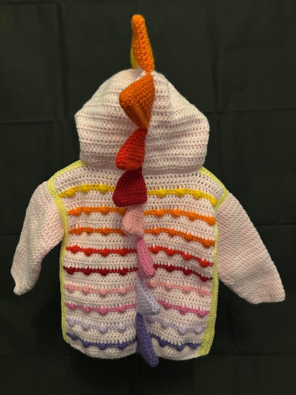 Handmade crocheted dinosaur hoodie for 1 - 2 years old. Made to an original design by Lisa. - Image 3
