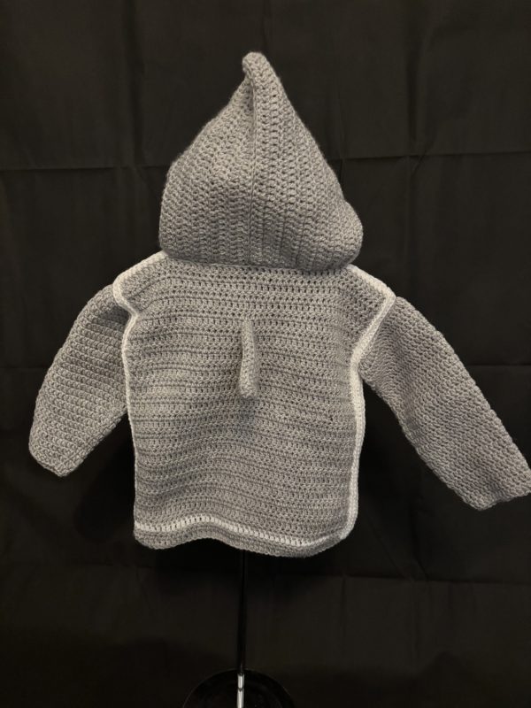 Handmade crocheted shark hoodie for 1 - 2 years old. Made to an original design by Lisa. - Image 3