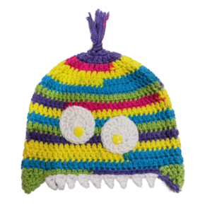 Handmade crocheted monster hat for 0 - 1 year old. Made to an original design by Lisa.